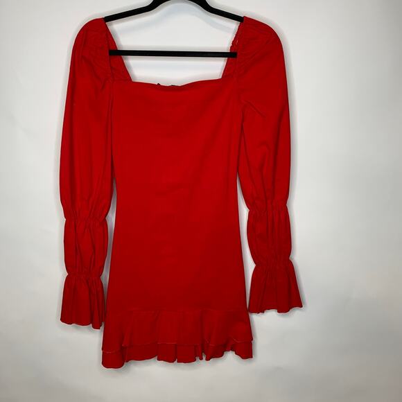 Pretty Little Things Ruched Front Bodycon Dress Sz 2 Red - Picture 4 of 13
